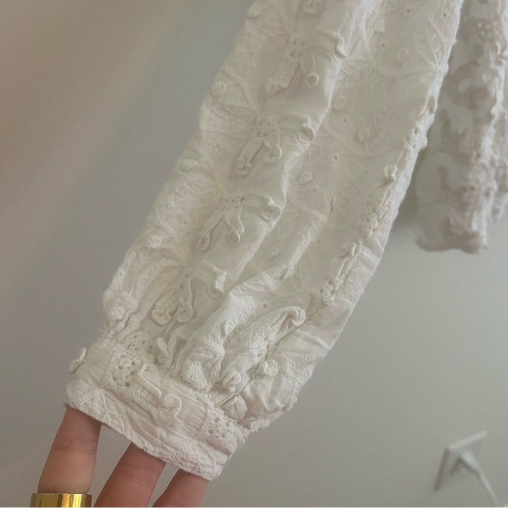Anthropologie Seen Worn Kept Women's 6 White Peasant Top Cottagecore Prairiecore - Picture 5 of 11